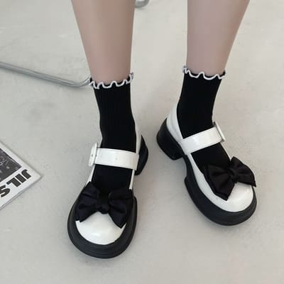 Retro Strik Kleine Pu Leren Schoenen Dames Zomer Eenvoudig Dikke Zool Dikke Hak Meisje Mary Janes Schoenen Dames Platform Hakken 39 gray