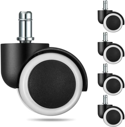 Ueznirn Bureaustoelwielen, 5-delige set wielen voor bureaustoelen, 11 mm x 22 mm, wielen voor harde vloeren, reservewielen, stil en krasvrij, universele stoelwielen voor alle harde vloeren,