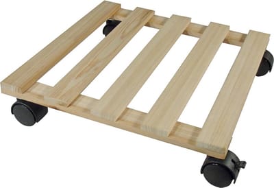 Nature - Planttrolley met wieltjes - H7,4 x 35 x 35cm - Naturel - vurenhout