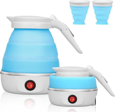 Elysium - Draagbare Waterkoker - Reiswaterkoker- Mini Waterkoker - Opvouwbaar - Lichtblauw