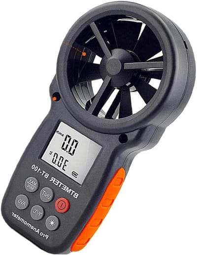Digitale Windmeter - Luchtmeetsnelheid meter - Weer Analyse - Temperatuur en Windchill - 5 eenheden - Zwart