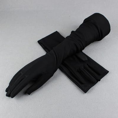 51Cm Lange Zomer Dames Dun Ademend Zonbescherming Anti-UV Handschoenen Buiten Rijden Fietsen Cover Litteken Armhoes Effen Zacht Professionele Kwaliteit One Size zwart