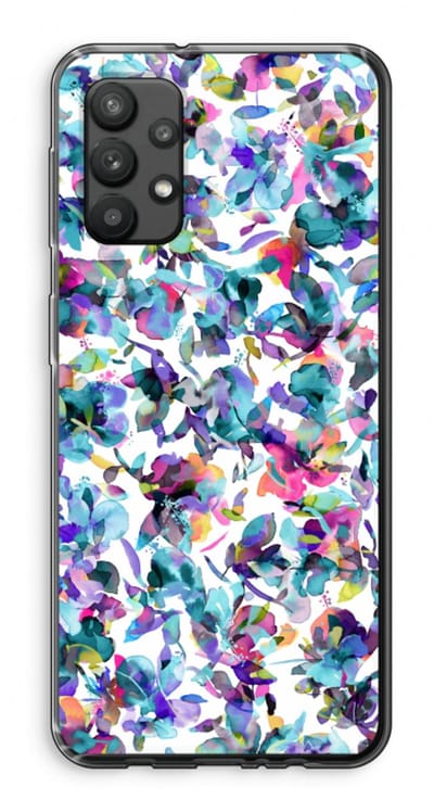 Hoesje geschikt voor Samsung Galaxy A32 4G hoesje - Hibiscus Flowers - Soft Cover Telefoonhoesje - Bescherming aan alle Kanten en Schermrand