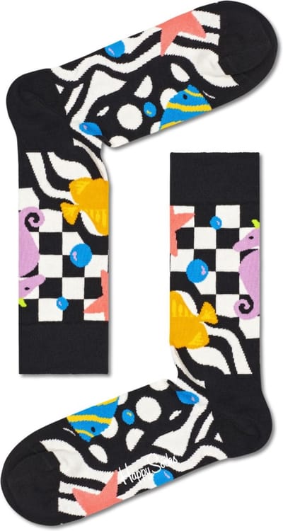 Happy Socks Under The Sea Sock - zwart met wit waterballet met kleur - Unisex - Maat: 41 - 46