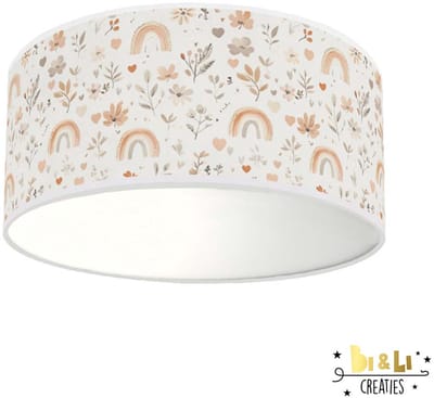 Plafondlamp Regenboog & Bloemen-sfeerverlichting-incl diffuser-kinderkamer-incl plafondfitting