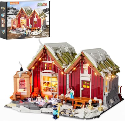 IJslandse SPA-cabine met LED-verlichting - 2235 onderdelen winterse Noordse bouwset met sauna en warmwaterbron