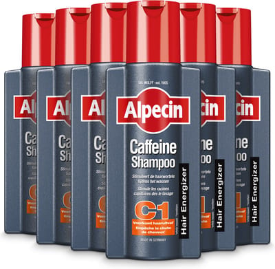 Alpecin Cafeïne Shampoo C1 6x 250ml | Voorkomt en Vermindert Haaruitval | Natuurlijke Haargroei Shampoo voor Mannen