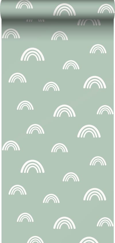 ESTAhome behang regenboogjes mintgroen - 53 cm x 10.05 m - 139439