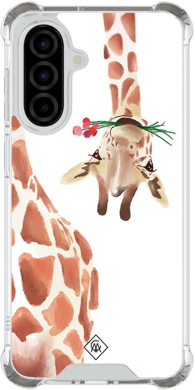 Casimoda® hoesje - Geschikt voor Samsung Galaxy A36 - Giraffe - Shockproof case - Extra sterk - TPU/polycarbonaat - Bruin/beige, Transparant