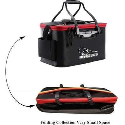 Boîte à outils pliable, résistante à l'usure, étanche, baril de pêche en EVA, pompe à oxygène rechargeable en option, 30 cm/35 cm/40 cm/45 cm/50 cm, choix de tailles 40cm(without oxygen pump) noir