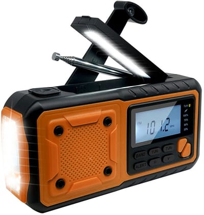 Noodradio Solar Opwindbaar en Batterij - Draagbare Survival Radio - 4000 mAh - Powerbank Zonneenergie -Radio Op Batterijen voor Rampen - Zaklamp – Oranje