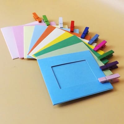 10 Stuks DIY Kraftpapier Fotolijst 3 inch Hangende Muur Foto's Fotolijst Kraftpapier Met Klemmen blue