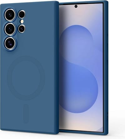 Stravo Hoesje Geschikt voor Samsung Galaxy S24 Ultra – Siliconen Cover Hoes met MagSafe – Slank & Lichtgewicht – Schokbestendig – Anti-Fingerprint – Siliconen Case voor Samsung Galaxy S24 Ultra - Blauw