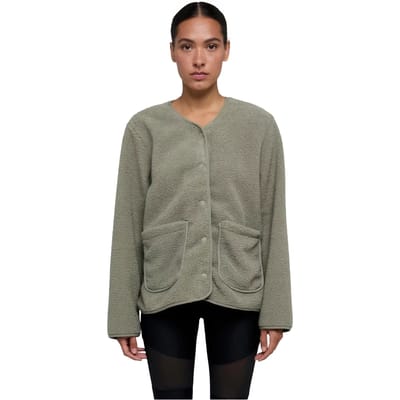 Urban Classics - Buttoned Teddy Jacket - XS - Olijfgroen