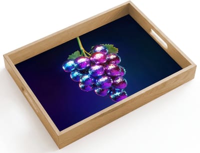 Dienblad hout 40x30 cm - Schootdienblad - Paars - Disco - Feest - Druif - Borrelplank rechthoek - Plateau dienbladen
