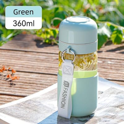 Bouteille d'eau en verre de 360 ml, résistante à la chaleur, anti-fuite, portable, pour la maison, le bureau, le lait, le thé, le café, cadeau 360ML