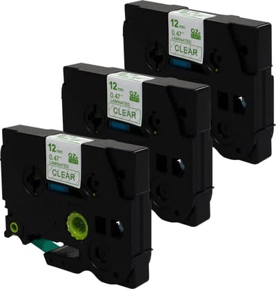 DULA Brother Compatible label tape- Tze-136 - 3 cassettes - Brother P-Touch - Groen op transparant - 12mm x 8m