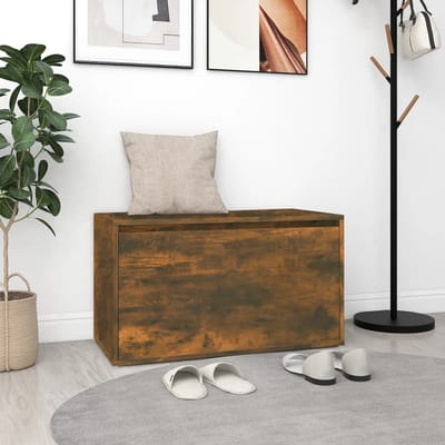 vidaXL - Halbankje - 80x40x45 - cm - bewerkt - hout - gerookt - eikenkleurig