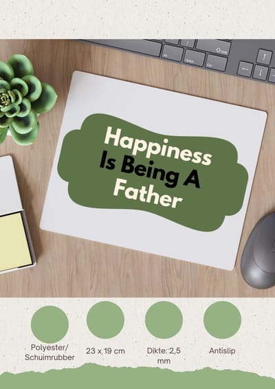 Akyol - happiness is being a father Muismat - Vader - de liefste papa - vader cadeautjes - vaderdag - verjaardag - geschenk - kado - 23 bij 19 cm
