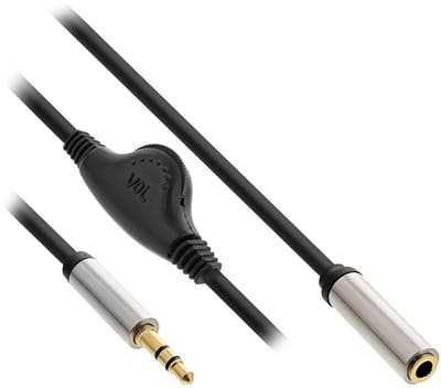 InLine 3,5mm Jack adapter met volumeregelaar | 0,25 meter