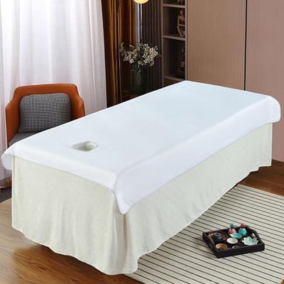 Massagehoes Set - Spa Tafel Laken - Bescherming Bed - Met Gezichtsgat - 2 Stuks 200cm - Wit