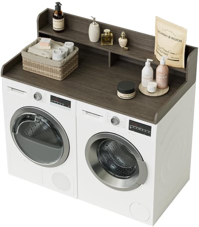 Dailygoods- Werkblad 2-laags - Wasmachine/Droger - Opbergruimte - Houten - 137x70x30,2 cm - Glad en gemakkelijk schoon te maken - Wasmachine Aanrechtblad