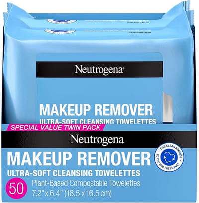 Neutrogena Makeup Remover Cleansing Towelette Singles, Make-up remover - Diepe gezichtsreiniger - Reinigingsdoekjes - Duo pak - 2 stuks