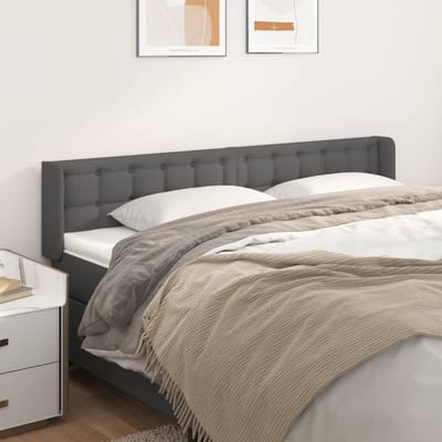 vidaXL - Hoofdbord - met - randen - 163x16x78/88 - cm - kunstleer - grijs