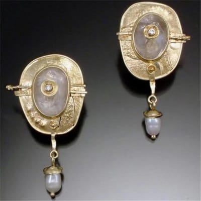 Boucles d'oreilles pendantes Imitation Perle Blanche de Luxe Pour Mariée Bijoux de Mariage Couleur Dorée Émail Statement Boucles d'oreilles pendantes Brincos Mujer gray