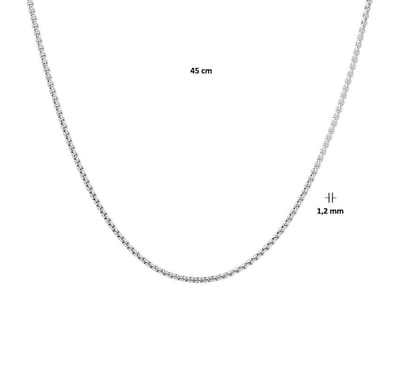 YO&NO - Ketting - Zilver - Venetiaans bol -  1,2 mm -  45 cm - Gerhodineerd - Zilver 925