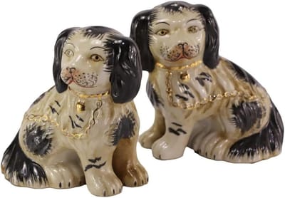 Vintage Handgeschilderde Porseleinen Hondenfiguren, Perfect voor Huisdecoratie en Verzameling