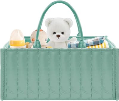 Luierorganizer Mand - Baby Opberger - Babykamer Inrichten - Aanpasbare Scheidingswanden - 38 x 25 x 17 cm - Groen