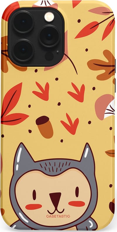 Casetastic hoesje geschikt voor Apple iPhone 14 Pro Max - MagSafe - Dubbellaagse bescherming - Uil in het woud - Fashion Case - Goud Terracotta Zand Rood