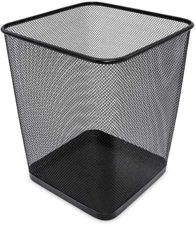 Metalen Prullenbak - Afvalemmer Mand - Kantoor Thuis - Roestbestendig Draadgaas - 30 x 25 cm - Zwart