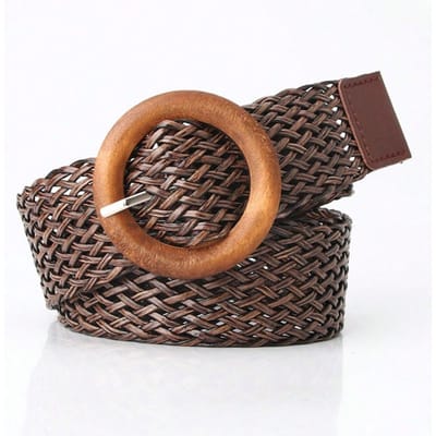 Nieuwe Dames Geweven Riem Trendy Europese en Amerikaanse Stijl Veelzijdige Jurk Decoratieve Riem Modieuze Riem Riem 105CM koffie