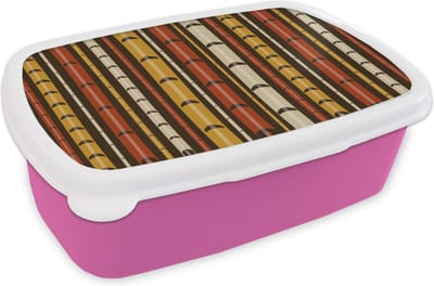 Broodtrommel Roze - Lunchbox - Brooddoos - Bamboe - Bos - Japans - Patronen - 18x12x6 cm - Kinderen - Meisje
