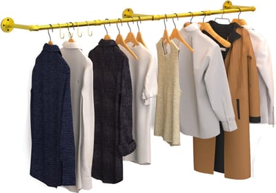 unho industriële buis kledingrek - Doeken ophangrek - wand kledingrek - heavy duty kledingrek - 180cm lange buis kledingrek - afneembare wandrail voor kleding