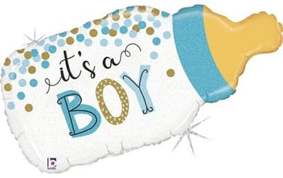 Folieballon Geboorte Jongen - Fles Blauw - 74 cm - Helium- en Luchtvulling