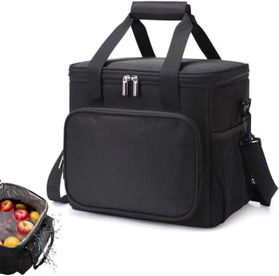 Wishdor Koeltas 15 Liter - Grote Geïsoleerde Picknicktas & Lunchtas - 100% Waterdicht & Lekvrij - met Schouderband - Zwart
