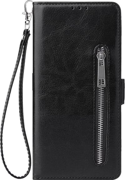Shop4 - Geschikt voor Samsung Galaxy S20 Ultra Hoesje - Wallet Case Cabello met Ritssluiting Zwart
