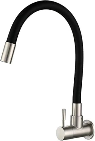 Keukenkraan Wandmontage - Wandkraan Keuken - Wandkraan Bovenuitloop - Wandkraan Onderuitloop - Muurkraan Keuken - Zwart
