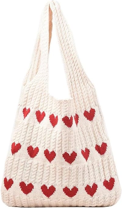Gebreide Dames Strandtas Tote Bag Schoudertas Shopper Tas Zomer - Wit