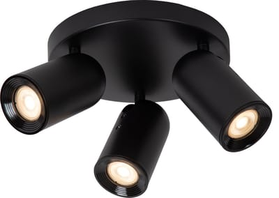 Lucide PUNCH - Plafondspot (Plafondlamp) - Ø 21 cm - 3xGU10 - Zwart