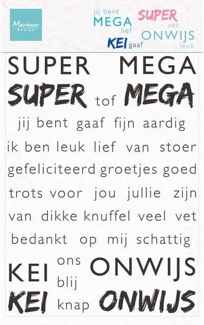 Marianne Design Clear stamp - NL - Super mega kei onwijs