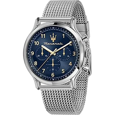 Maserati Epoca Blauw Metaal Gaas Heren Kwarts Chronograaf R8873618022 Horloge blauw