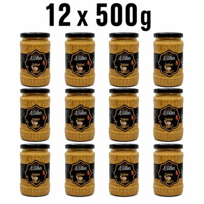 Abdurrahman Tatlici Tahin 100% Sesampasta – Glutenvrij Tahini & Zonder Toevoegingen – 12x 500g Voordeelverpakking Glazen Pot | Rijk aan Calcium & Plantaardige Eiwitten