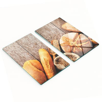 Set van twee glazen brood- en ontbijtplanken van hout, 2x30x52 cm