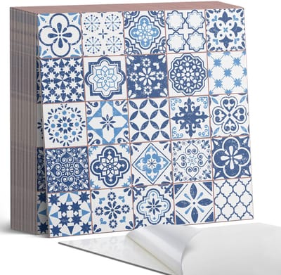 Coloray Plaktegels - Geometrische tegelpatronen Zelfklevende Tegels - 20 cm x 20 cm - Blauw Plaktegels - 20 stuks - Vierkant PVC Tegels - Plaktegels Badkamer - Plaktegels Vloer - Vinyltegels Vloer Zelfklevend - Wandtegel Zelfklevend