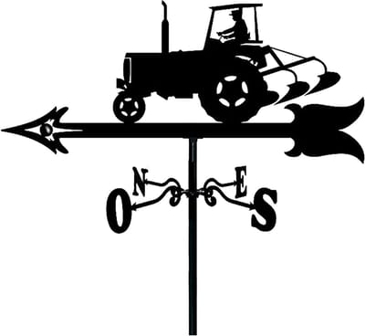 Windwijzer Tractor Vorm - Windrichting Indicator - Tuin Decoratie - Roestvrij Staal - 35x50 cm - Zwart