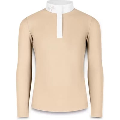 Kentucky Horsewear - Wedstrijdshirt Tokyo – Meisjes – Lange Mouw – Beige – Maat 130 – Ademend & Elastisch